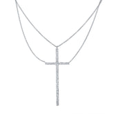 0.34ct 14k White Gold Diamond Cross Necklace